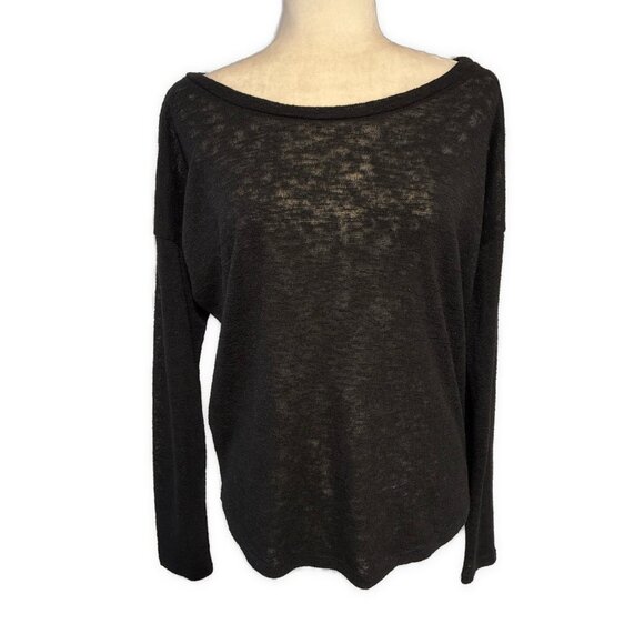 Cherish Women’s Solid Black Thin Knit Boat Neck Long Sleeve Sweater Small - Picture 1 of 5